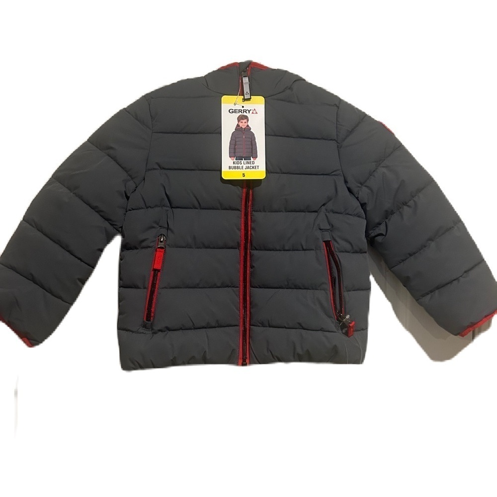NWT Gerry Kids Grey Lined Puffer Bubble Jacket Sz. 5